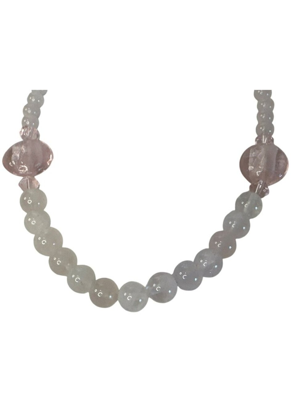 Rose Quartz Beaded Necklace Round Oval Pink Beads Elegant Fairy Kei Nature
